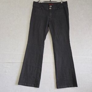 What's Hot Womens Size 11 Black Denim Flare Leg Jeans Y2K Low Rise SM51966J